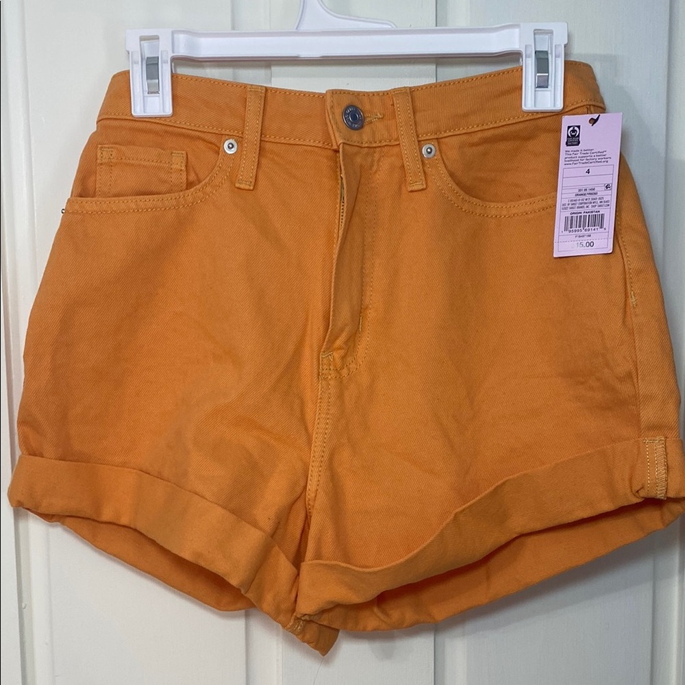 Wild Fable Orange Jean Shorts High-Waisted Cuffed
